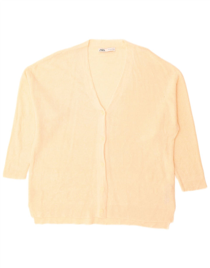 Maglione cardigan oversize da donna Zara UK 10 piccolo acrilico beige