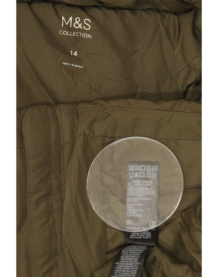 Giacca imbottita da donna Marks & Spencer UK 14 grande poliestere kaki