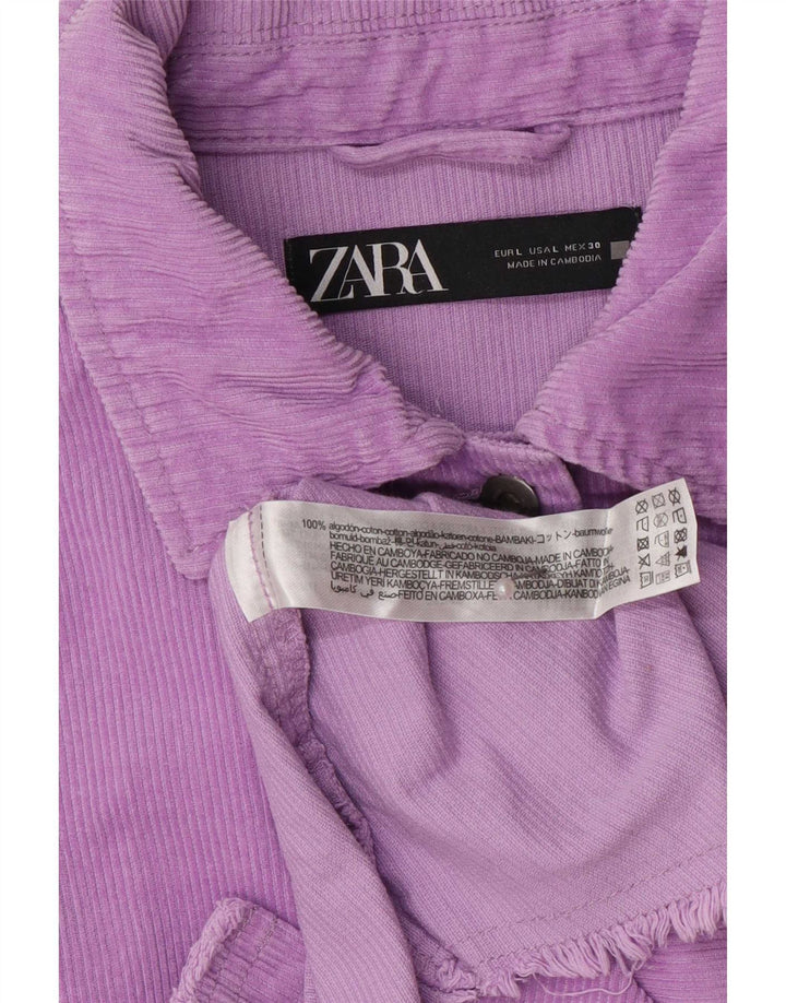 Giacca da donna oversize in velluto a coste Zara UK 16 grande cotone viola