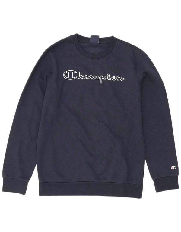 Felpa con grafica Champion per ragazzi, 13-14 anni, XL, cotone blu navy