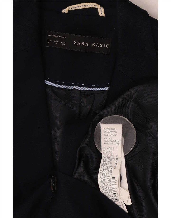 Giacca blazer a 1 bottone da donna Zara UK 6 XS cotone blu navy