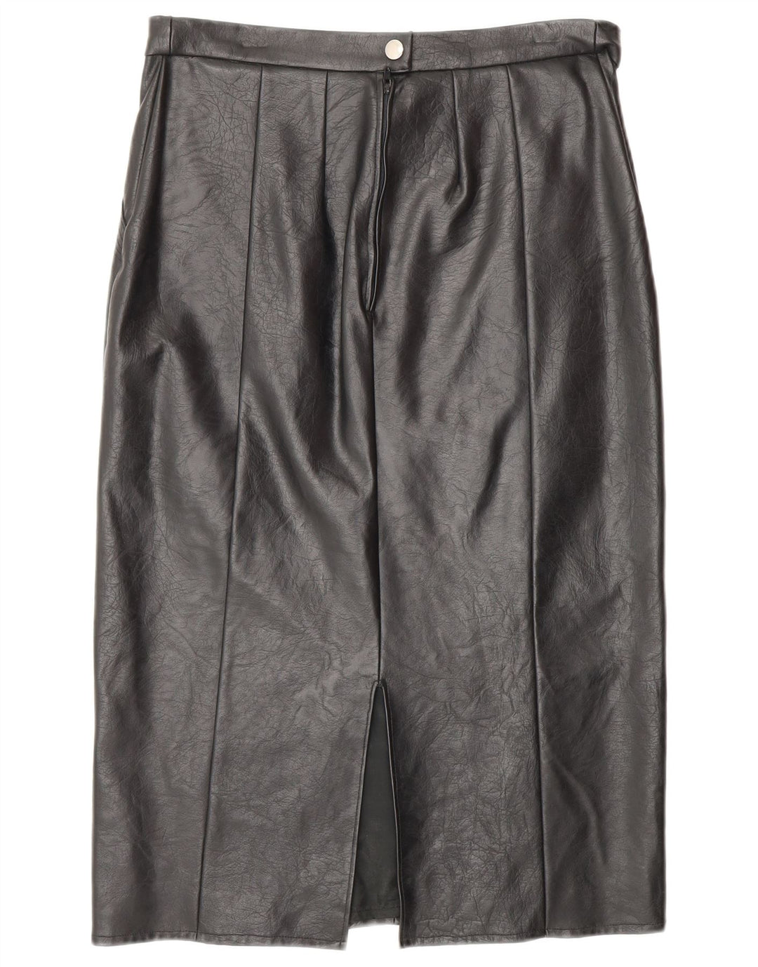 Gonna in pelle da donna VINTAGE W28 in pelle nera media