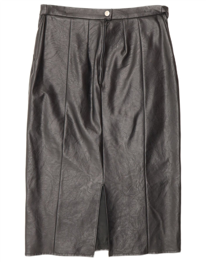 Gonna in pelle da donna VINTAGE W28 in pelle nera media