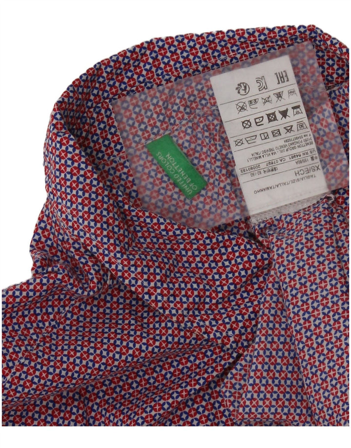 Camicia oversize da donna BENETTON UK 6 XS Cotone geometrico rosso
