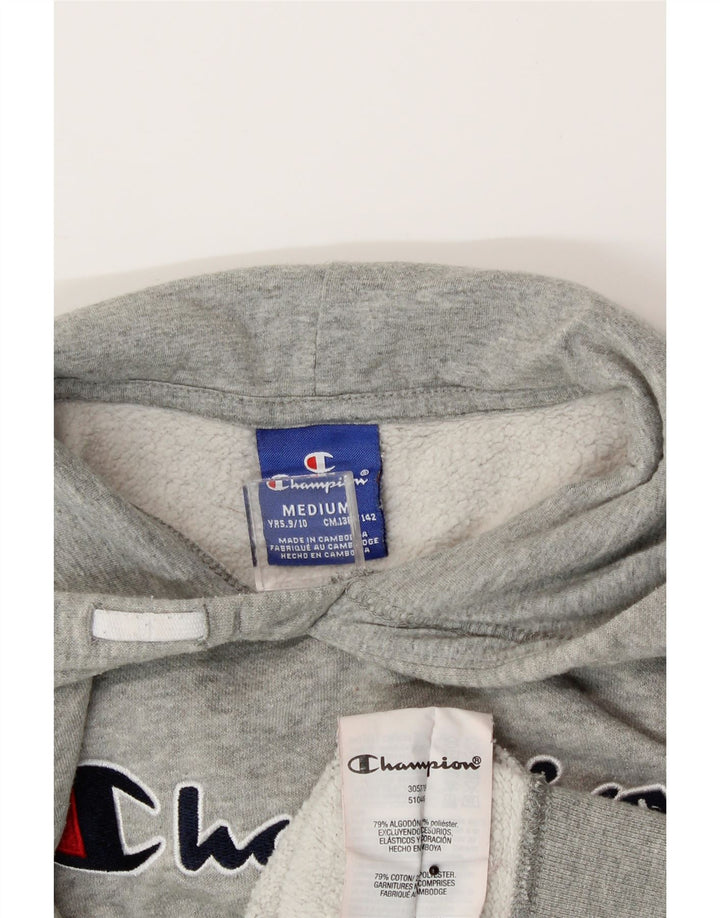 CHAMPION Boys Graphic Hoodie Jumper 9-10 Years Medium Grey Vintage Champion and Second-Hand Champion from Messina Hembry 
