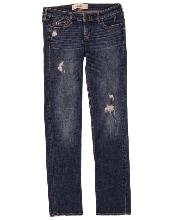 Jeans slim invecchiati a vita bassa Hollister da donna W27 L31 cotone blu