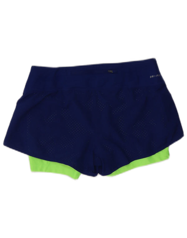 Pantaloncini sportivi Nike da donna Dri Fit UK 10 Small blu navy color block