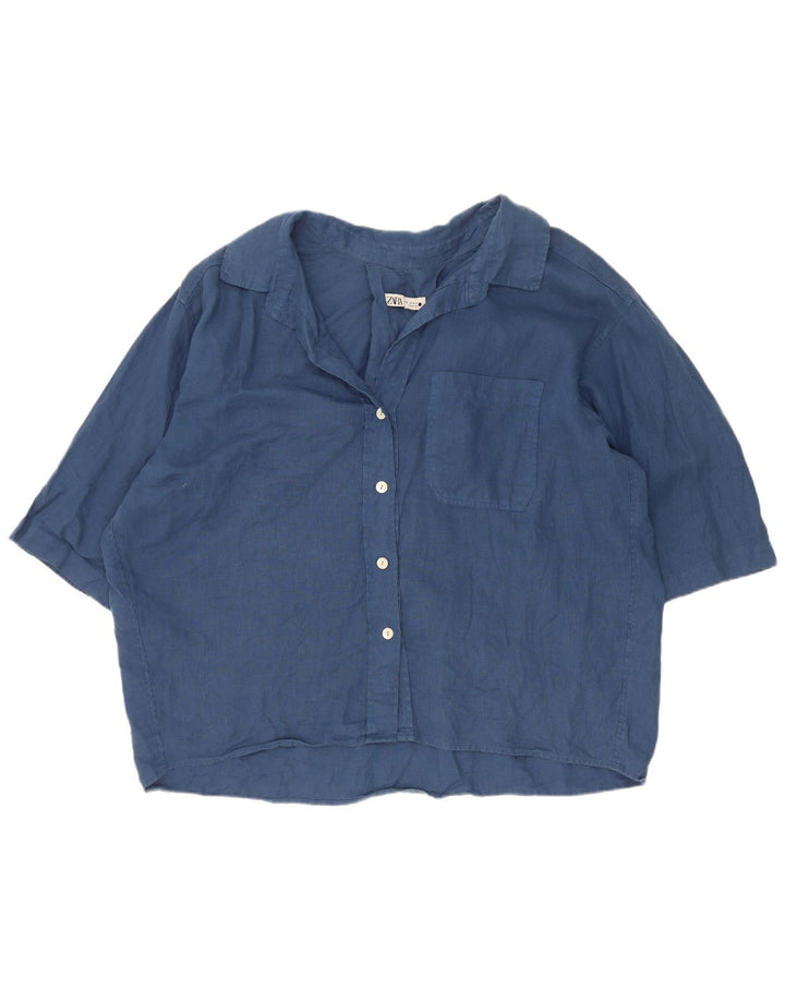 Camicetta oversize a maniche corte da donna Zara UK 14 blu navy medio