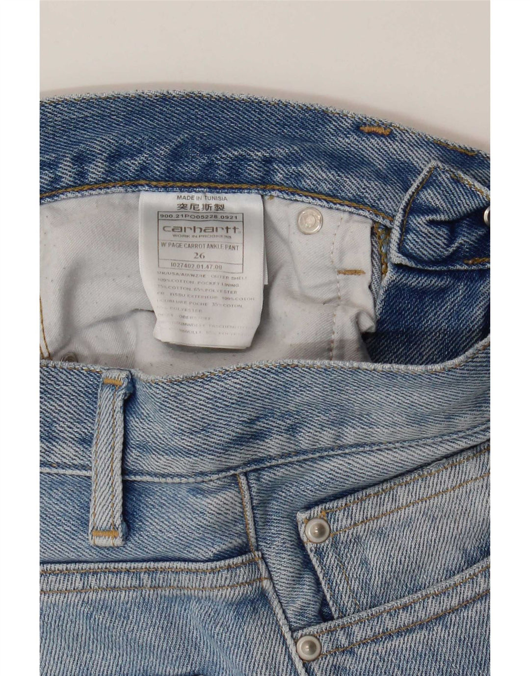 Jeans dritti da donna Carhartt W26 L28 cotone blu
