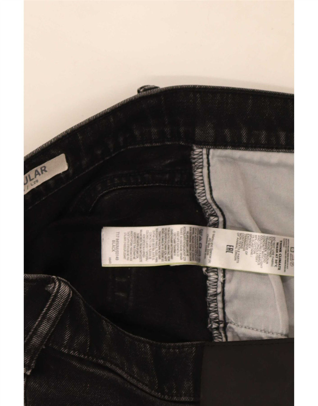 Jeans dritti da uomo Marks & Spencer W36 L27 cotone nero