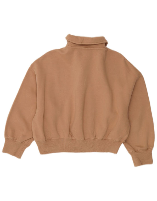 Felpa Nike da donna oversize con collo a polo e maniche a 3/4, maglione UK 6 XS Beige