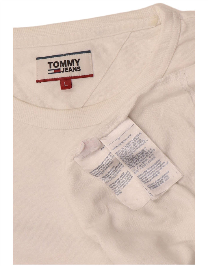 TOMMY HILFIGER T-shirt grafica da uomo Top grande in cotone bianco