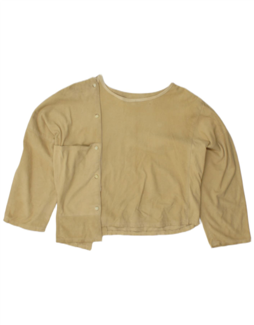 Camicetta vintage in pelle scamosciata oversize con maniche a 3/4 da donna EU 38 Giallo medio
