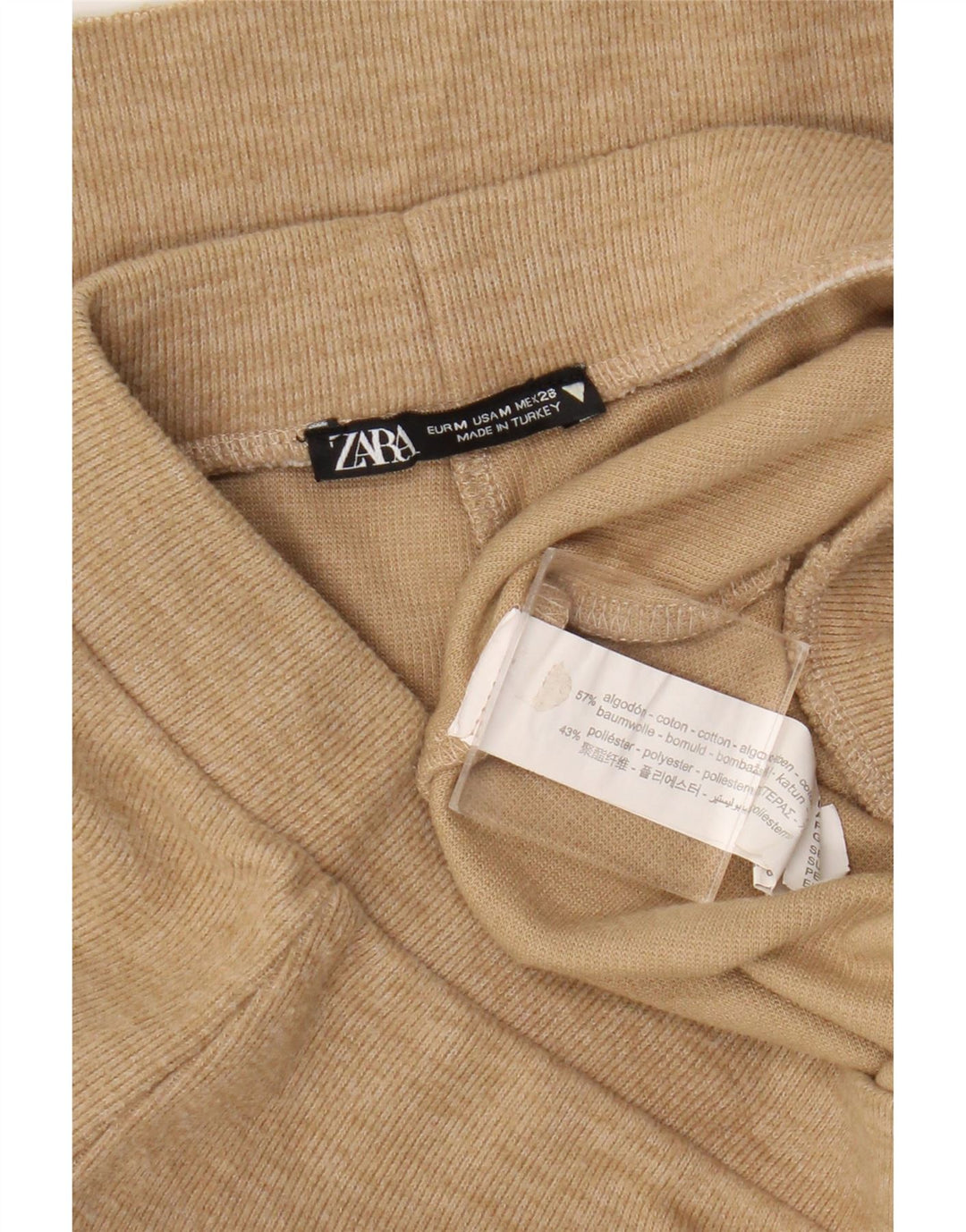 Pantaloni della tuta da donna Zara UK 12 Cotone beige medio
