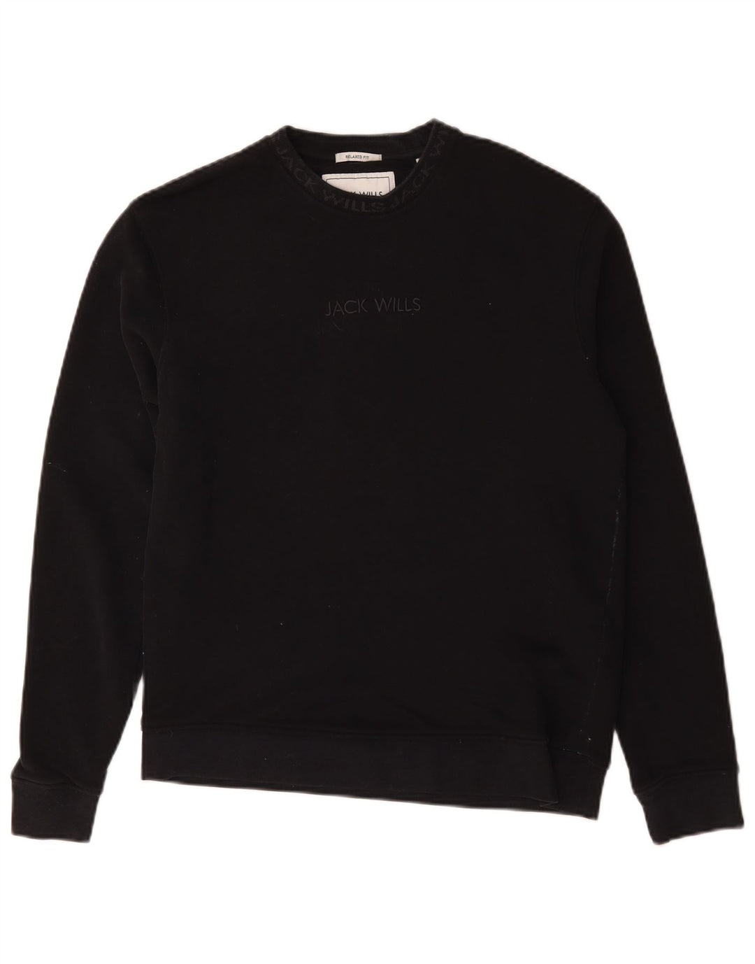 Felpa da uomo con vestibilità comoda grafica Jack Wills, piccola in cotone nero