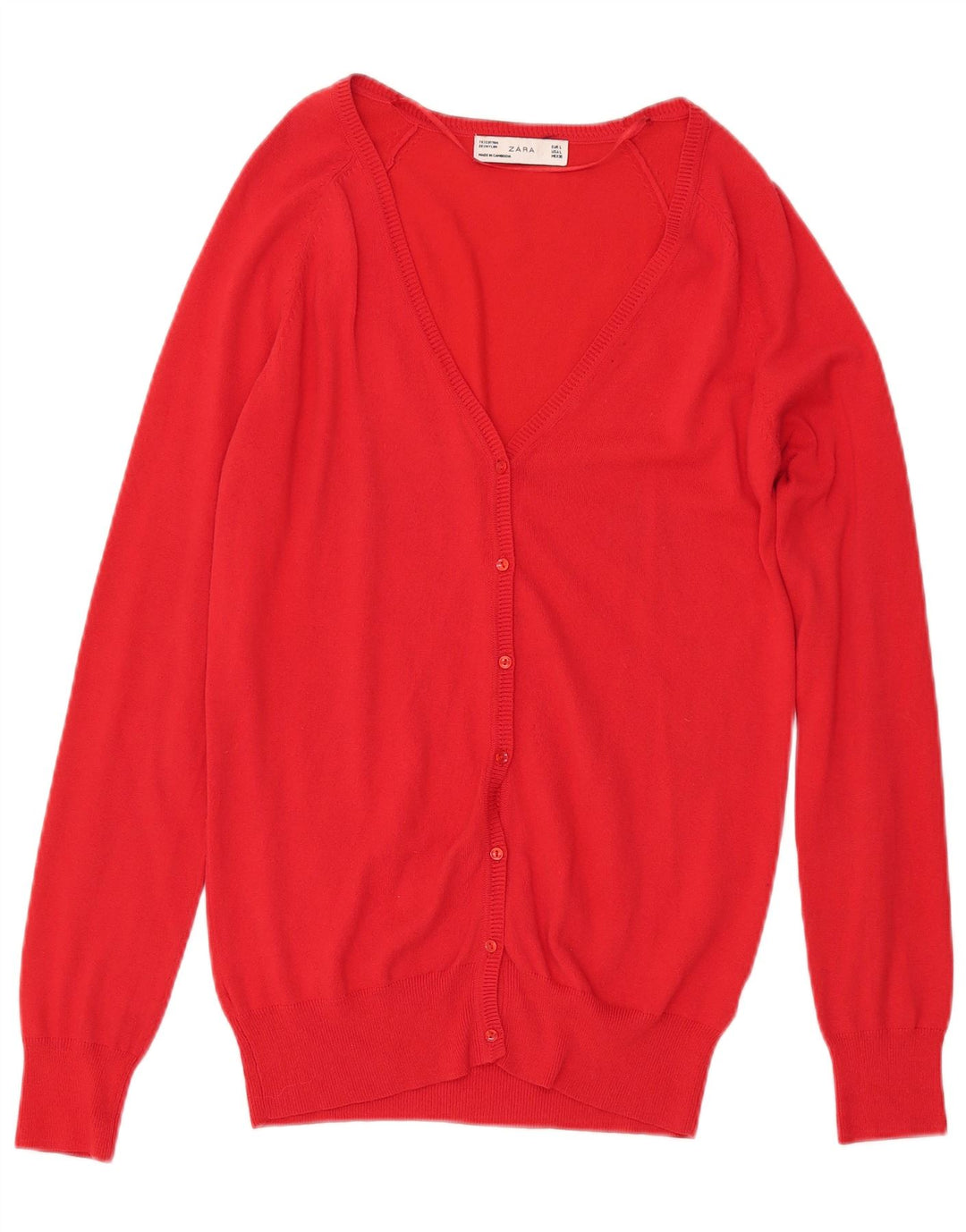 Maglione cardigan da donna Zara UK 16 grande cotone rosso