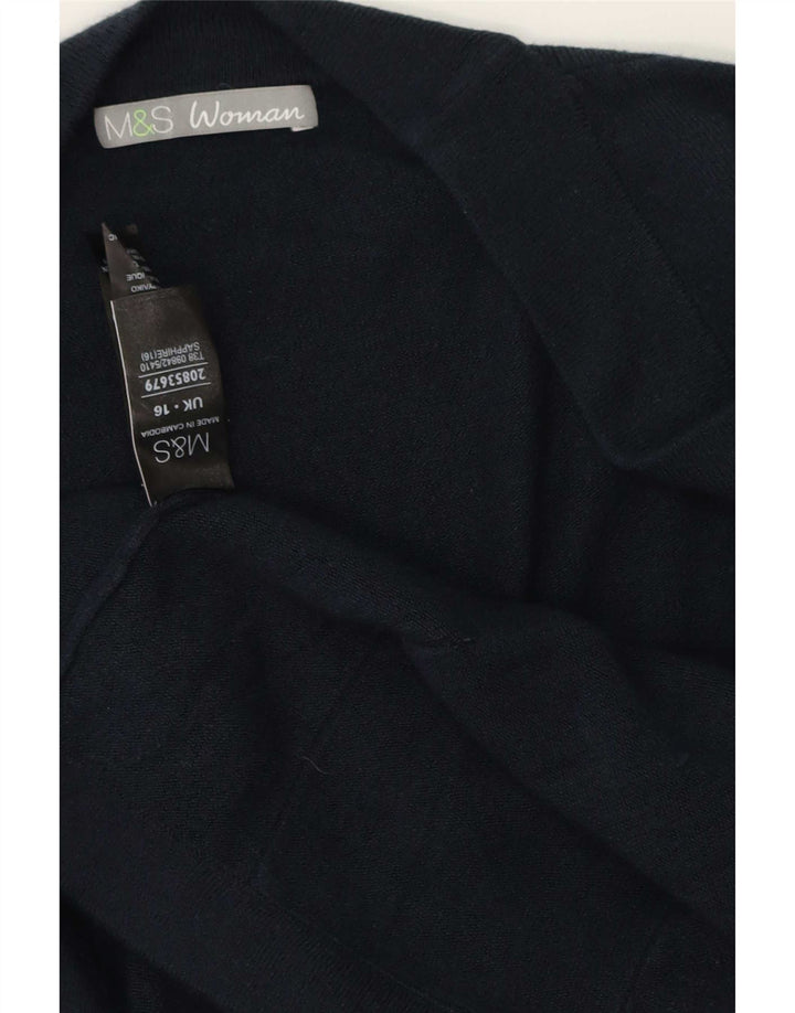 Maglione cardigan aperto lungo da donna Marks & Spencer UK 16 grande blu navy