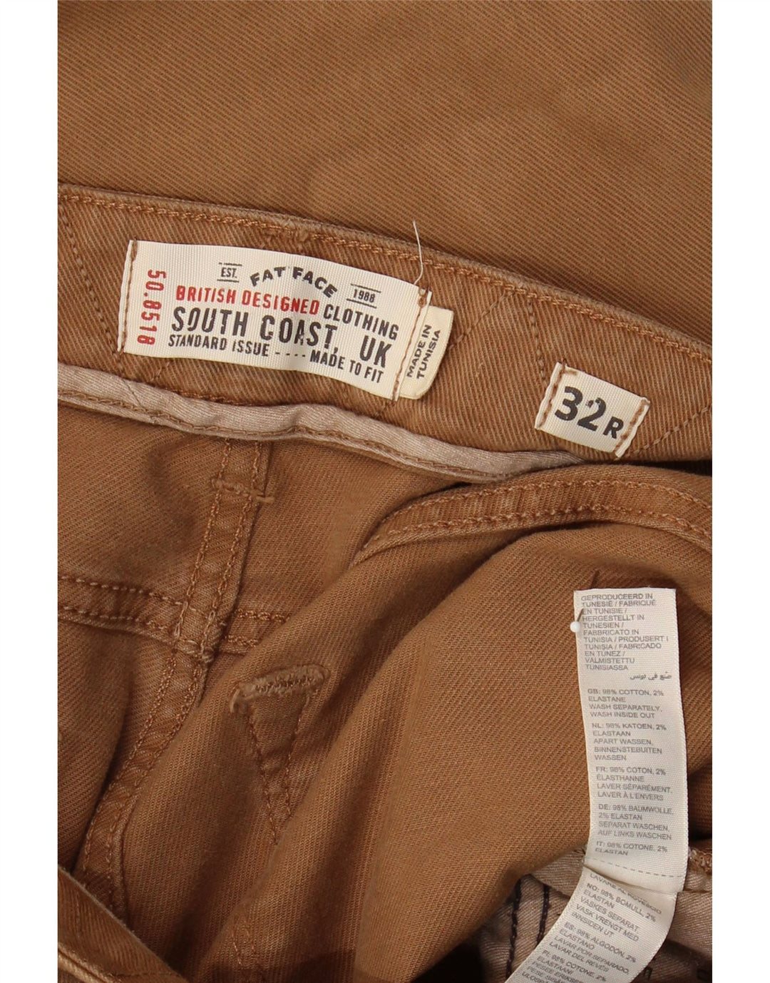 Jeans dritti da uomo Fat Face W32 L30 cotone beige