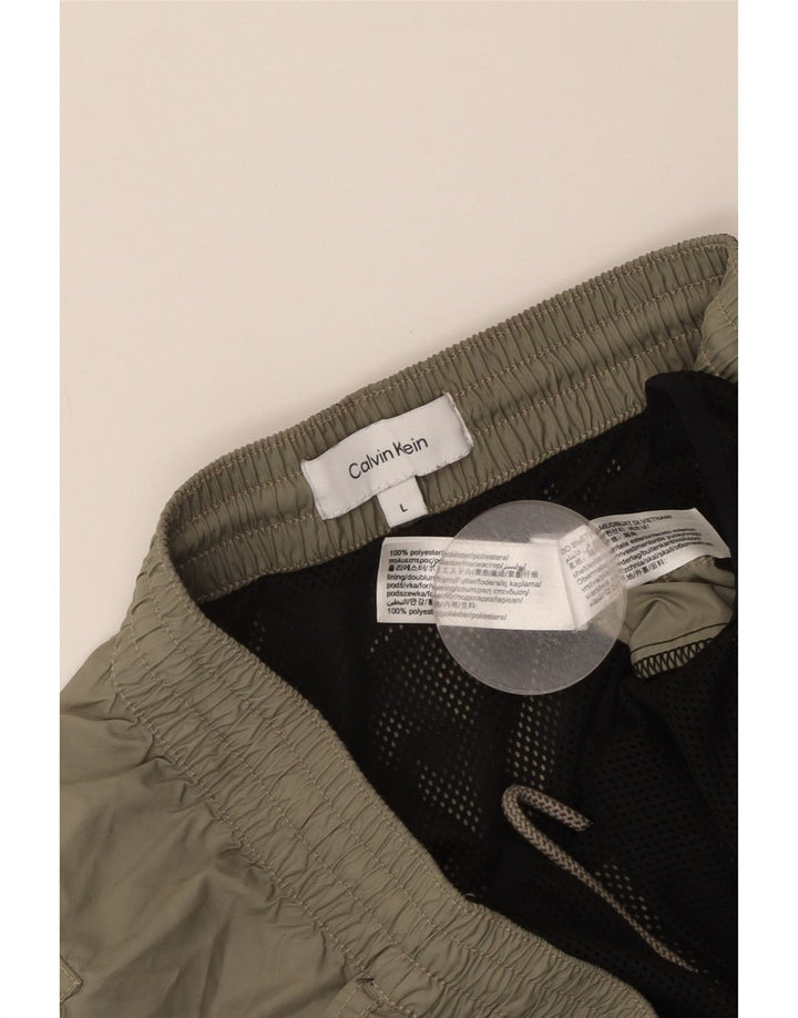 Pantaloncini da bagno grafici da uomo Calvin Klein grandi color kaki