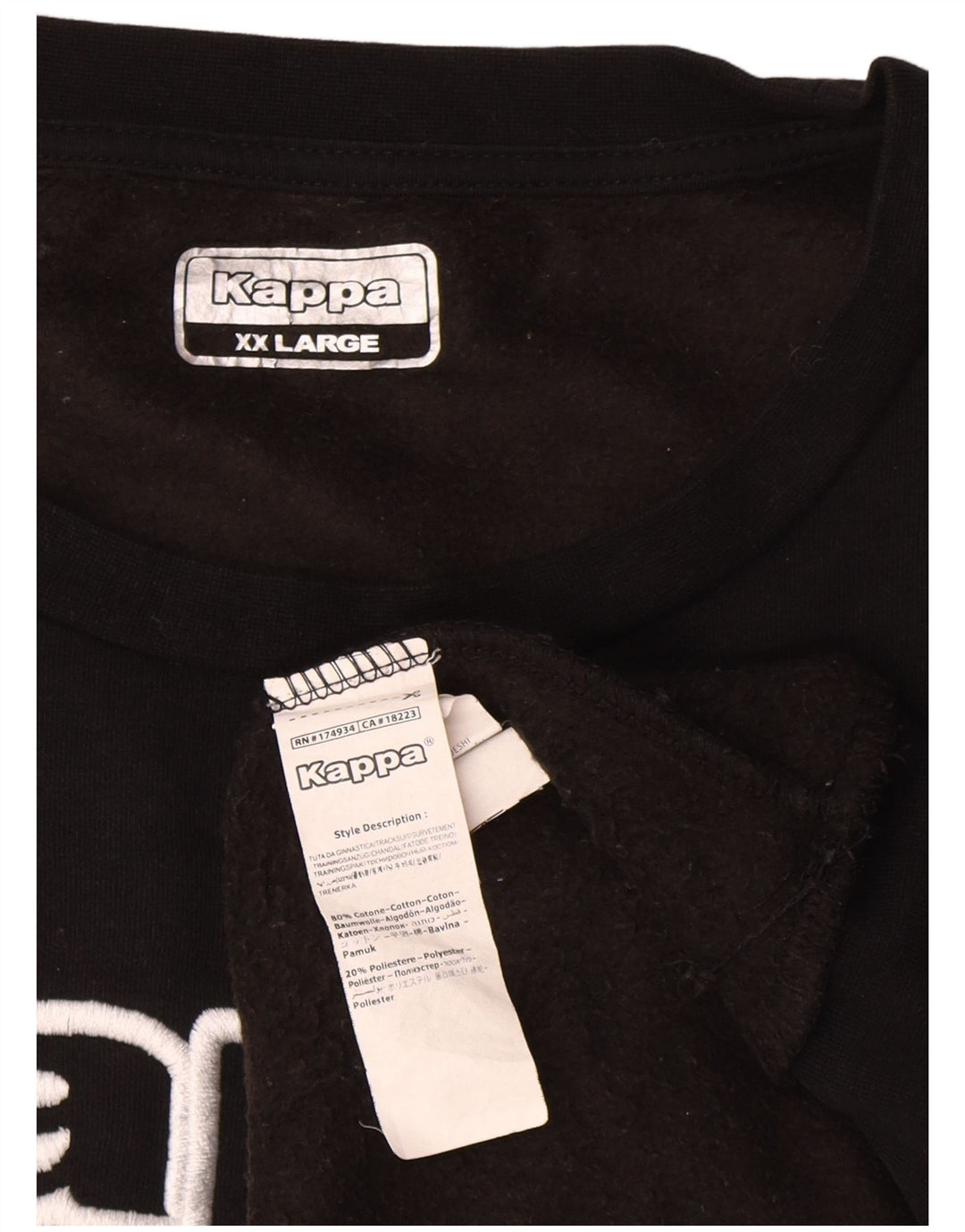 Felpa grafica da uomo Kappa Jumper 2XL cotone nero