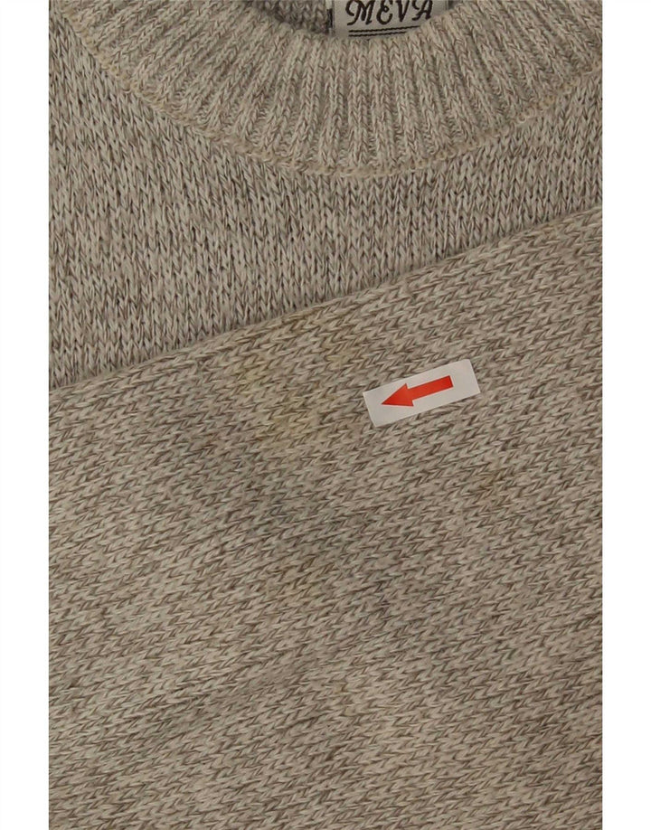 Maglione girocollo da uomo vintage in lana geometrica grigia grande