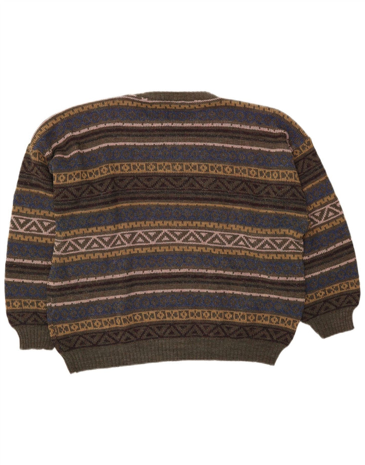 Maglione maglione girocollo da uomo vintage medio multicolore Fair Isle