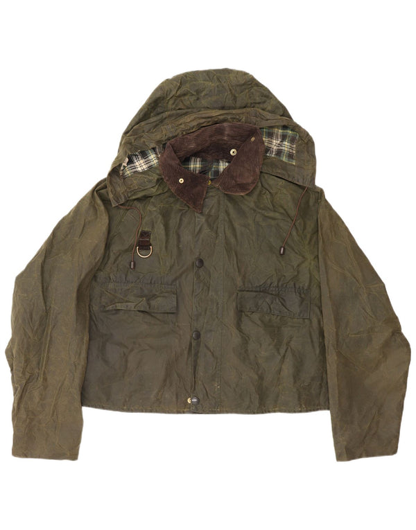 Giacca da uomo in cotone cerato con cappuccio Spey Barbour UK 40 grande cotone kaki