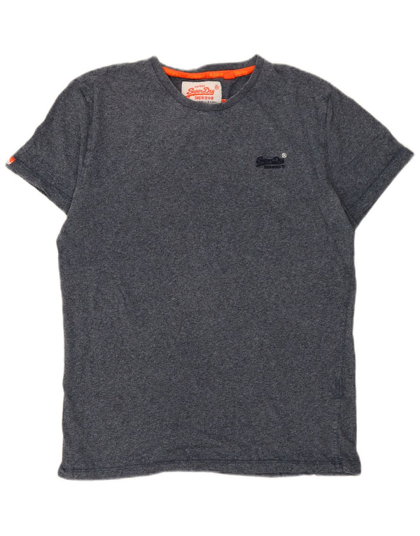 T-shirt da uomo Superdry Top Large in cotone chiazzato blu navy