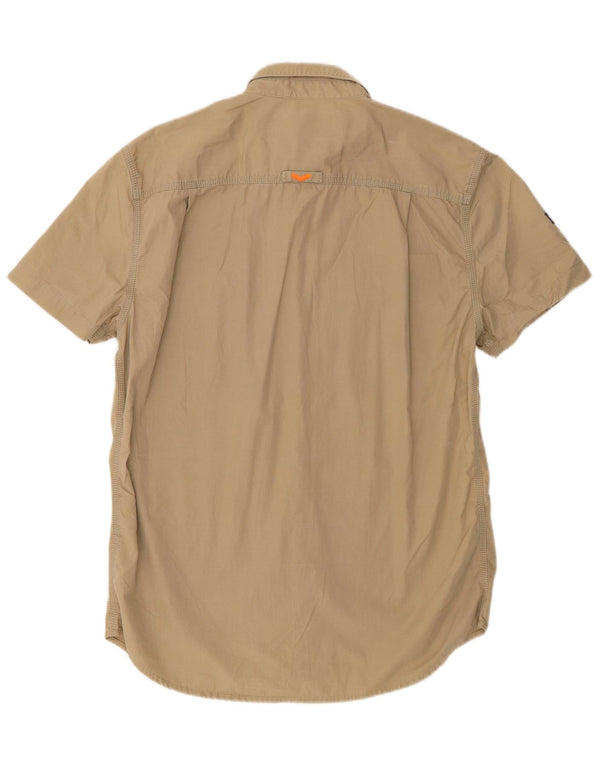 Camicia da uomo a maniche corte Regular Fit Superdry grande in cotone beige