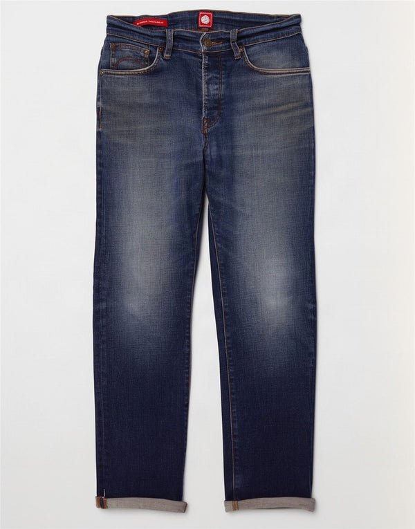 Pretty Green Mens Burnage Regular Fit Straight Jeans W30 L28 Blue Cotton