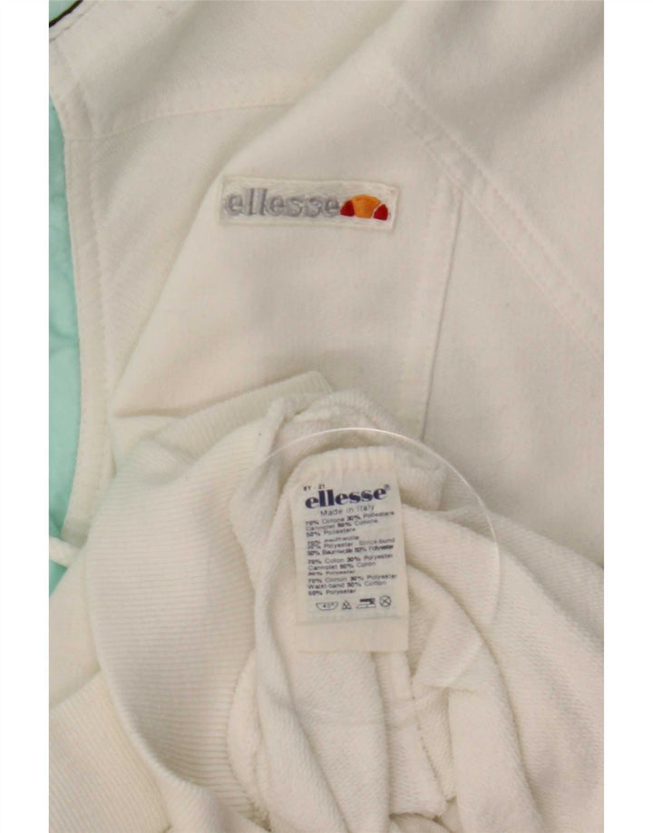 Felpa da uomo Ellesse con collo abbottonato, maglione grande, cotone color block bianco