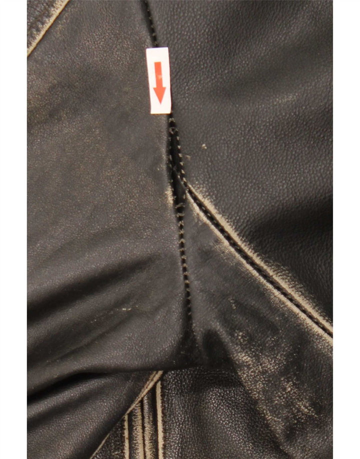Giacca in pelle vintage da uomo IT 54 2XL Nera