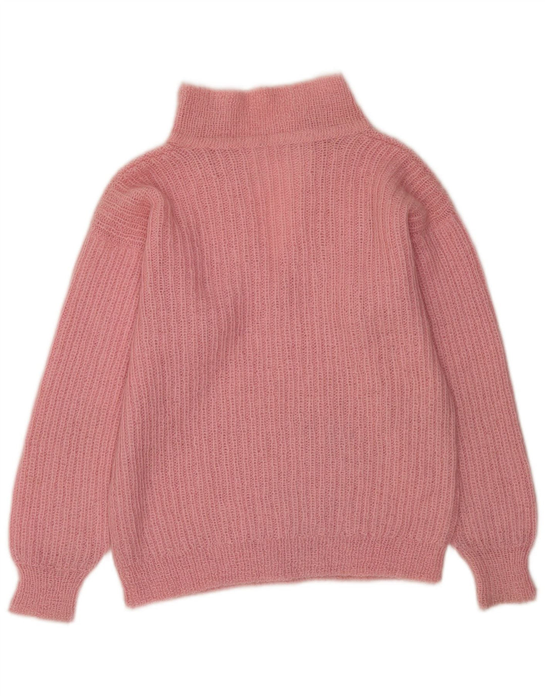 Maglione maglione vintage da donna con collo dolcevita UK 14 grande rosa
