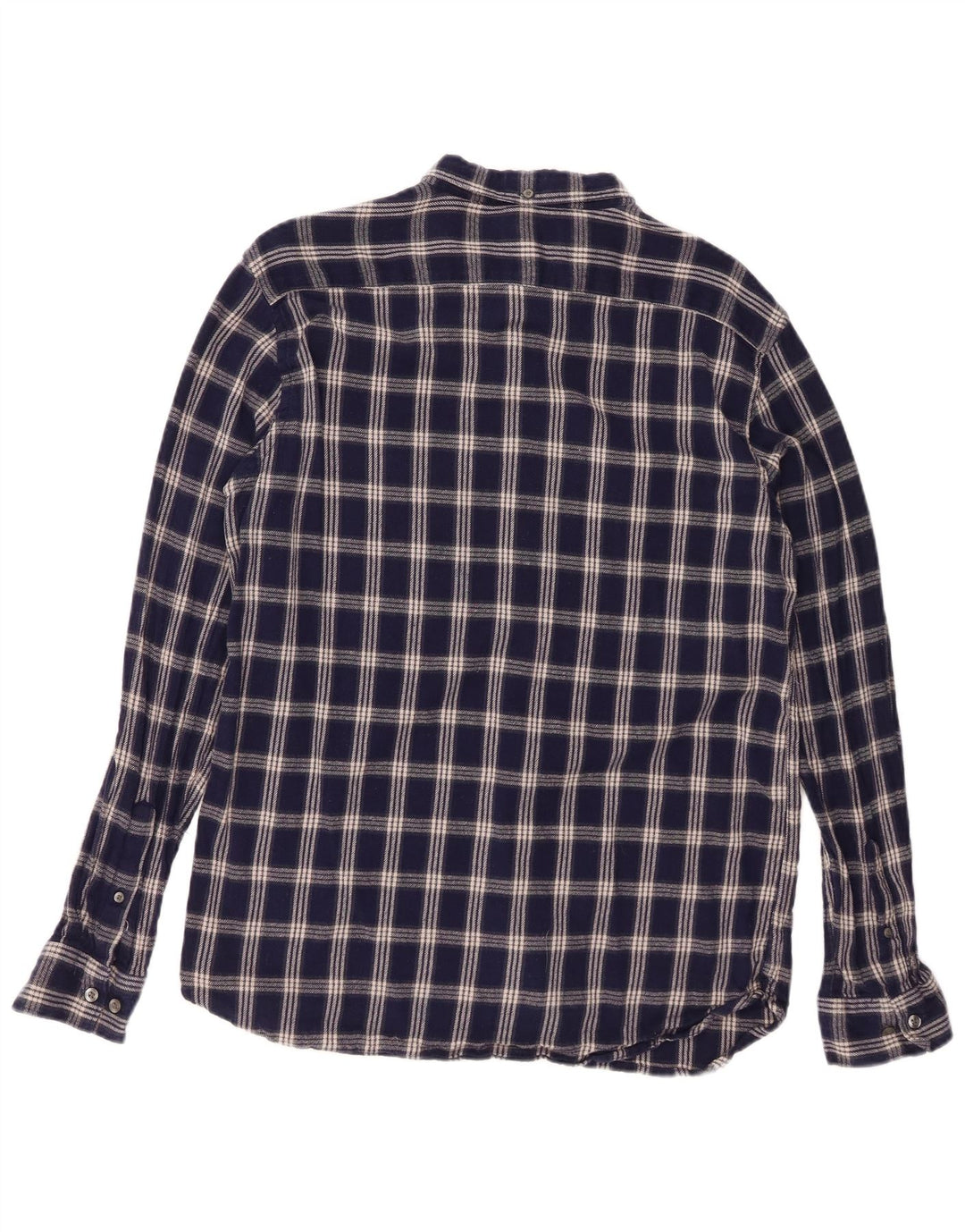 FRENCH CONNECTION Mens Flannel Shirt XL Navy Blue Check Cotton