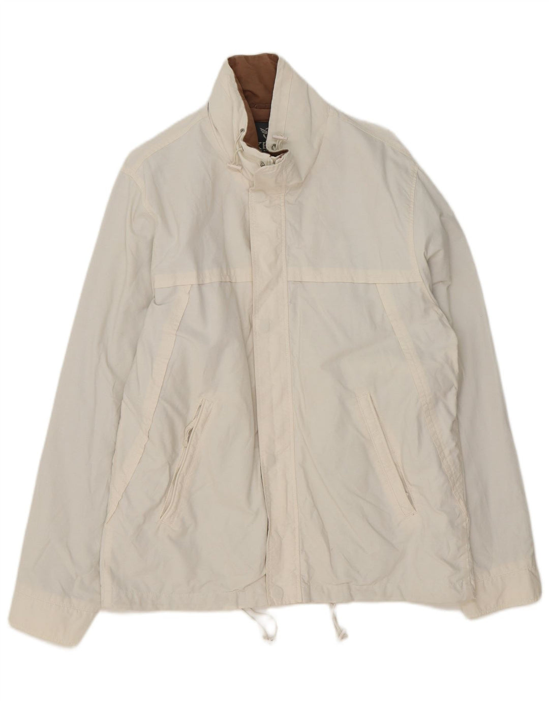 Giacca antipioggia da uomo vintage UK 40 grande cotone bianco