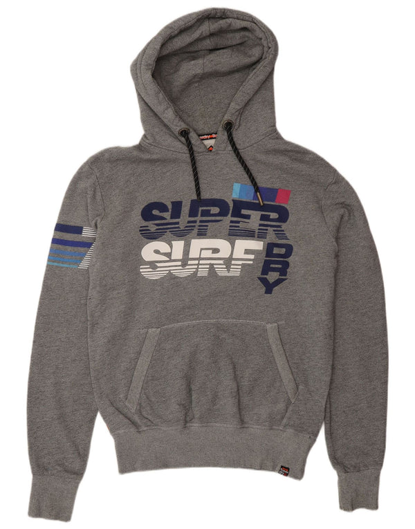 Maglione con cappuccio grafico da uomo Superdry in cotone grigio medio