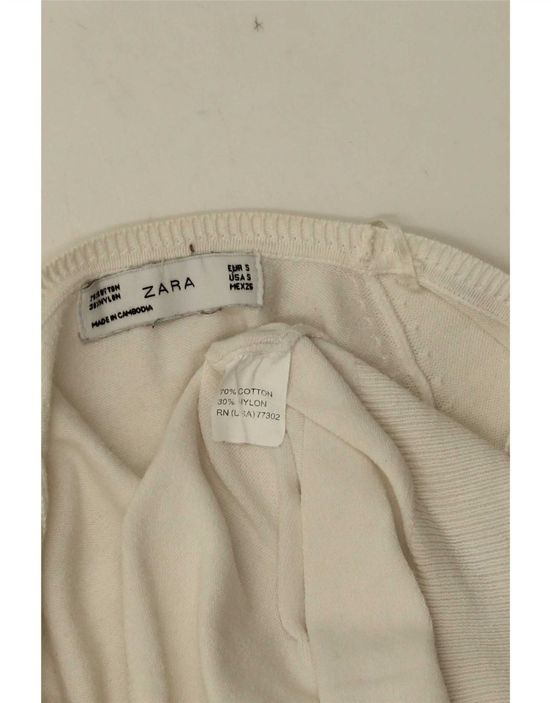 Maglione cardigan da donna Zara UK 10 piccolo cotone bianco