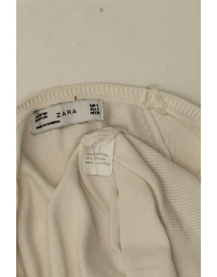 Maglione cardigan da donna Zara UK 10 piccolo cotone bianco