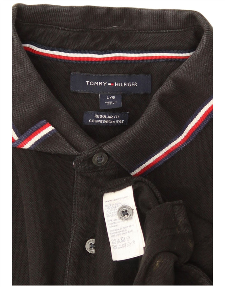 Polo da uomo vestibilità regolare Tommy Hilfiger grande cotone nero