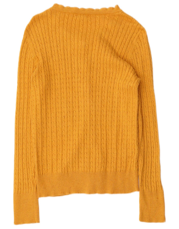 Maglione cardigan da donna Eddie Bauer UK 10 piccolo cotone giallo