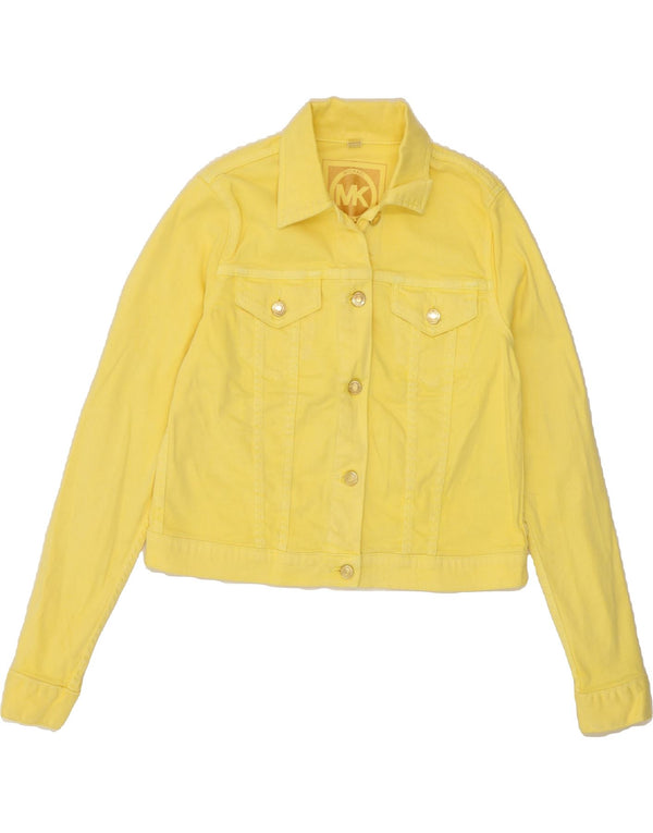 MICHAEL KORS Womens Crop Denim Jacket UK 10 Small Yellow Cotton