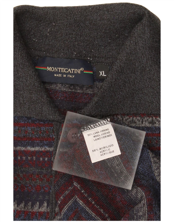 Maglione da uomo Montecatini polo collo XL lana a righe multicolore