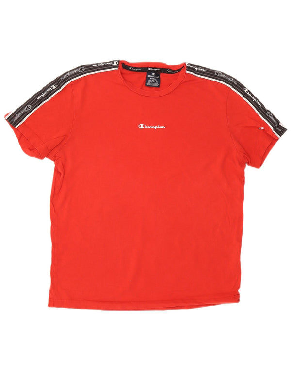 T-shirt grafica da uomo Champion Top Small in cotone color block rosso