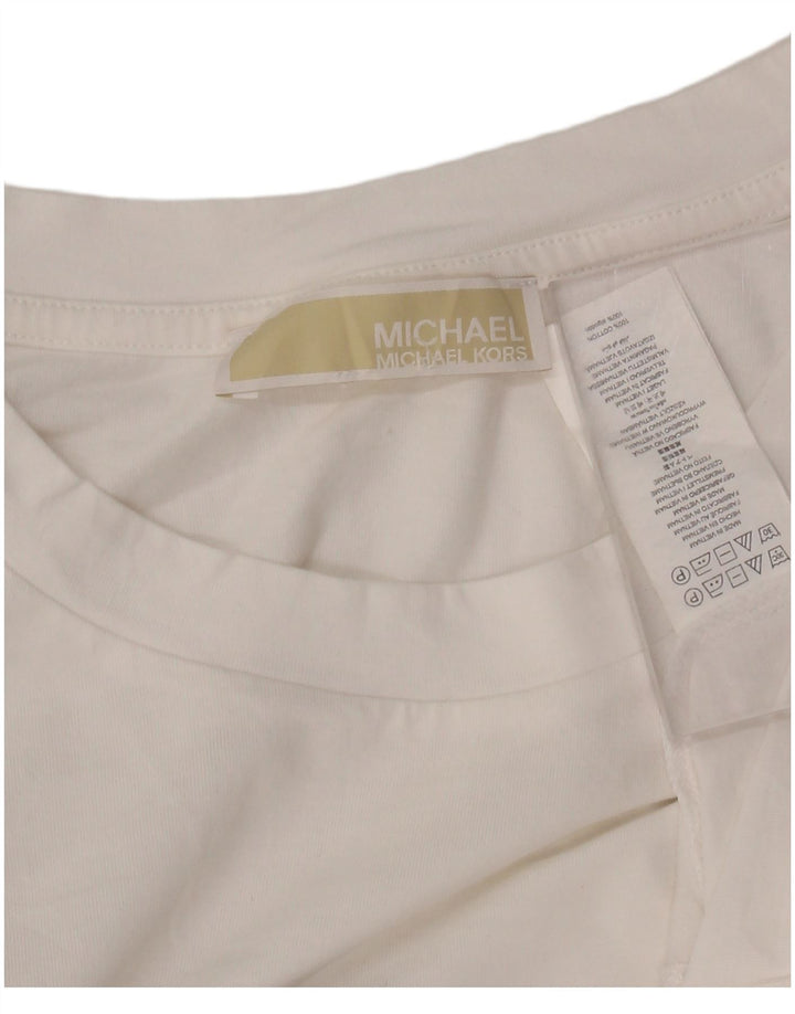 MICHAEL KORS T-shirt grafica da uomo XL in cotone bianco