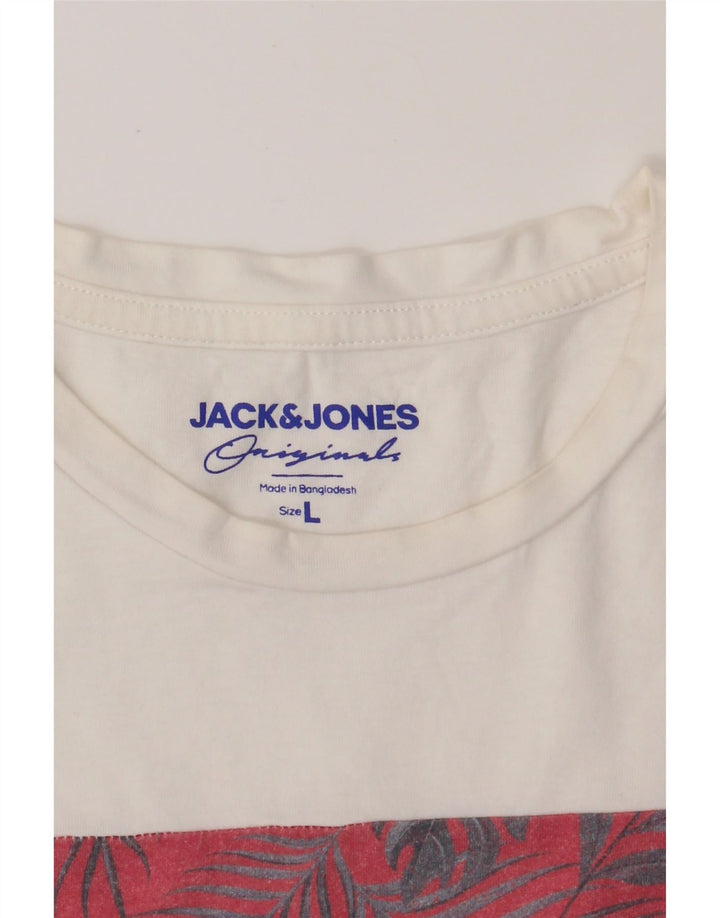 JACK & JONES Mens Graphic T-Shirt Top Large Multicoloured Colourblock Vintage Jack & Jones and Second-Hand Jack & Jones from Messina Hembry 