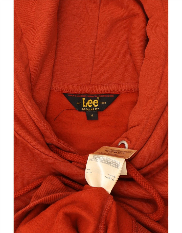LEE Mens Regular Fit Hoodie Jumper Medium Red Cotton