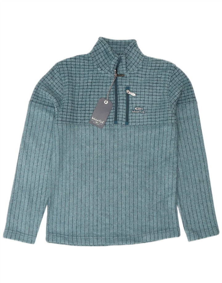 Felpa da uomo con collo con zip Weird Fish, piccola, in poliestere blu