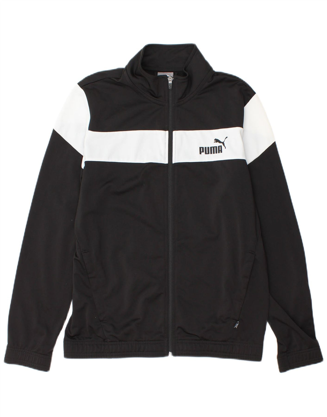 Giacca da ginnastica da uomo PUMA piccola in poliestere color block nero