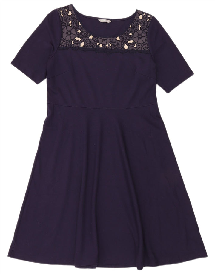 MARKS & SPENCER Abito a trapezio da donna UK 14 Medio blu navy floreale