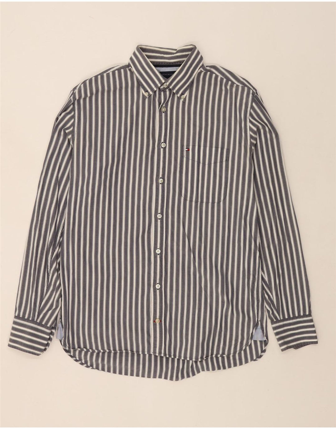 TOMMY HILFIGER Camicia da uomo in cotone gessato grigio medio